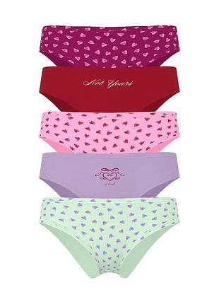 Набір трусиків victoria's secret (2887669781) 5-pack cotton cheeky xs комбіновані