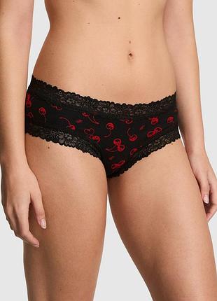 Женские трусики victoria's secret (292134352892) pink winktm lace-trim cheeky s черные