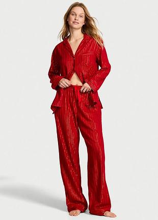 Жіноча піжама (сорочка + штани) victoria's secret (751129345515) flannel pajama lacquer l червона