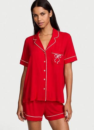 Женская пижама (шорты+рубашка) victoria's secret (360000417453) modal soft short pajama xxl красная