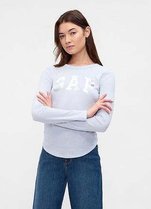 Женский лонгслив gap (221631459724) waffle-knit crewneck s голубой