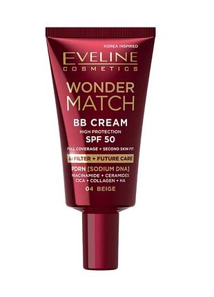Тональний крем eveline bb wonder match spf50 04 beige 30 мл 1806