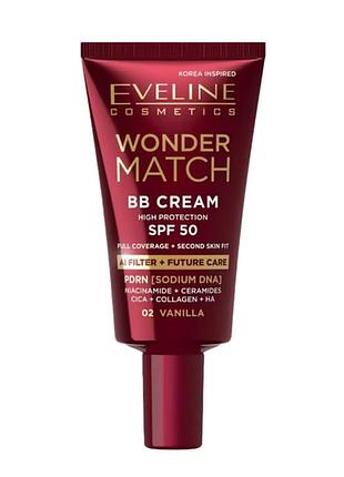 Тональний крем eveline bb wonder match spf50 02 vanilla 50 мл 1783
