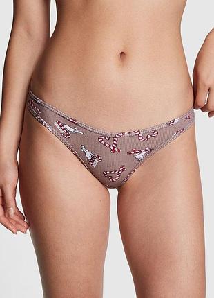 Трусики бавовняні стрінги victoria's secret (154100516401) pink l коричневі