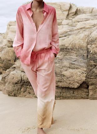 Костюм брючный с добавлением льна zara р. l/40/12
