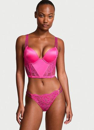 Комплект (корсет+трусики бразиліана) victoria's secret double shine strap push-up 80d/l рожевий (144000416093)