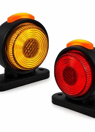 Габаритный фонарь занесения (рожок) красно-желтый неоновый 12-24v трехсторонний 58*54 мм (1-шт)