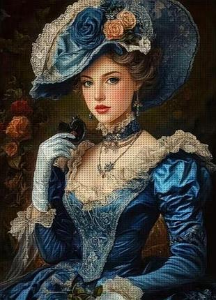 Набір для вишивання хрестиком jozysh «таємниця вишуканої дами» 14ct, 30x40 см, канва аїда з нанесеним малюнком
