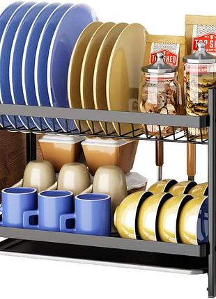 2-рівнева стійка для посуду dish rack mzy -222, нержавіюча, тримач для кухонного начиння