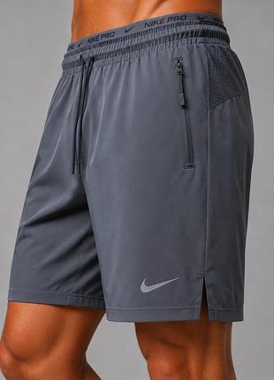 Чоловічі шорти nike pro dri-fit спортивні літні стрейч холодок графіт