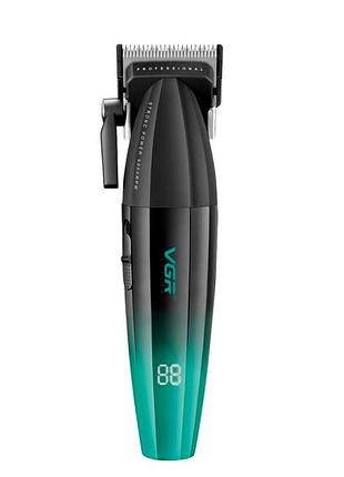 Машинка для стрижки vgr v-003 магнитная 6 насадок зеленая