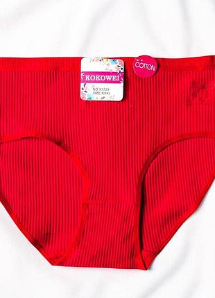 Женские трусы слипы хлопок в рубчик kokowel xl-xxxl 3xl, малиновый