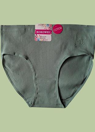 Женские трусы слипы хлопок в рубчик kokowel xl-xxxl 2xl, салатный