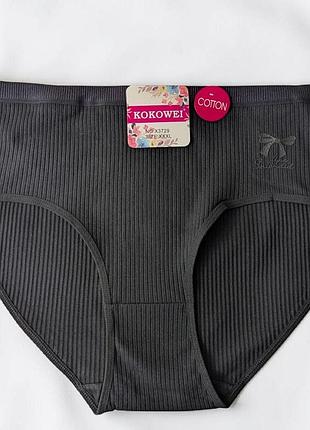 Жіночі труси сліпи бавовна в рубчик kokowel xl-xxxl 2xl, чорний