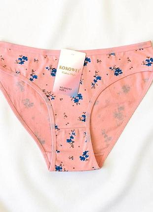 Трусики жіночі сліп бавовна kokowel розмір l-xxl у квіточку l, рожевий