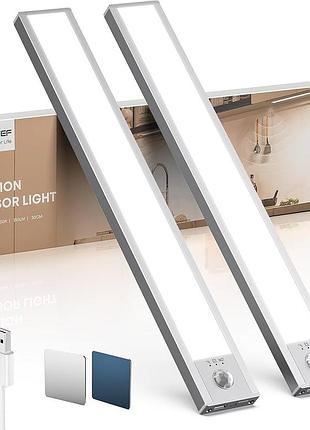 Led світильник lroltef 30 см з датчиком руху, акумуляторний, usb, 4000k, сріблястий (легке б/в, 1 шт., без магніту)