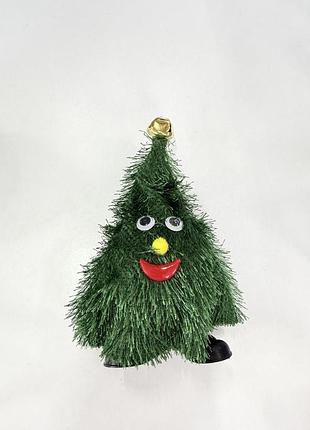 Новогодняя танцующая елка с колокольчиком, музыкальная рождественская игрушка, зеленая (легкая б/в)