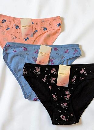 Трусики жіночи сліп бавовна kokowel розмір l-xxl в квіточку