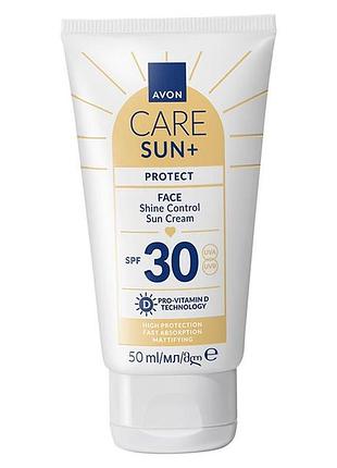 Avon care sun+ shine control spf 30 сонцезахисний матуючий крем для обличчя spf30, 50 мл