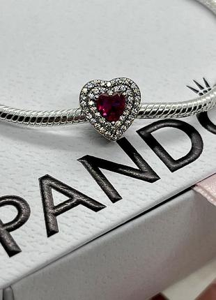Серебряный шарм (бусина) pandora "блестящее сердце" пандора подарок для женщин