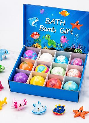 Набір дитячих бомбочок для ванни 12 шт bath bomb gift з іграшками-сюрпризами