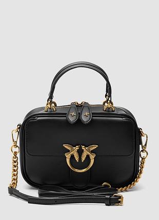 💎 pinko square simply mini calfskin bag black