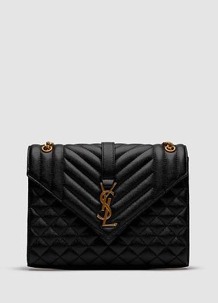 💎 saint laurent envelope medium in quilted grain de poudre embossed leather