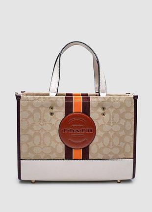 💎 coach dempsey tote 22 in signature jacquard with stripe
