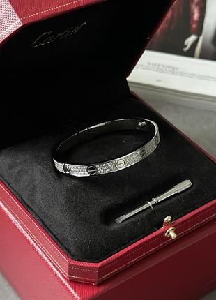 👑 cartier love 3 diamond 18k white gold bracelet