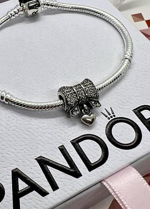 Серебряный шарм (бусина) pandora "бант" пандора подарок для женщин