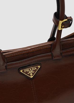💎 prada medium leather handbag chocolate 33 х 17 х 10 см 3