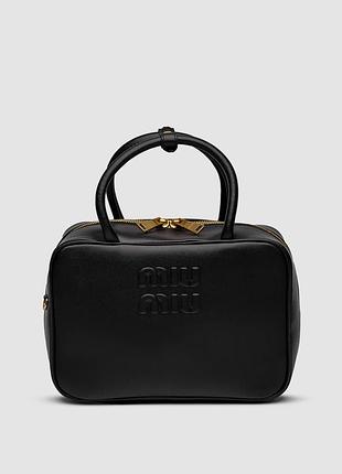 💎 miu mu leather top handle bag black