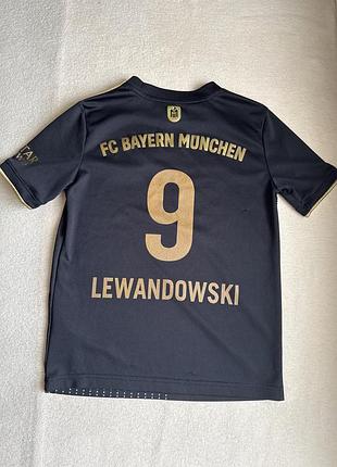 Футболка гостьова форма фк «баварії мюнхен» сезону 2021/2022 від adidas lewandowski чорна на 10 років