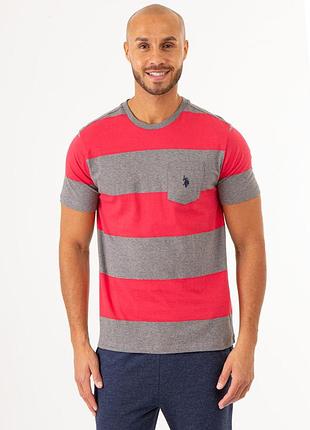 Мужская футболка u.s.polo assn. (786660506884) rugby stripe jersey l серая