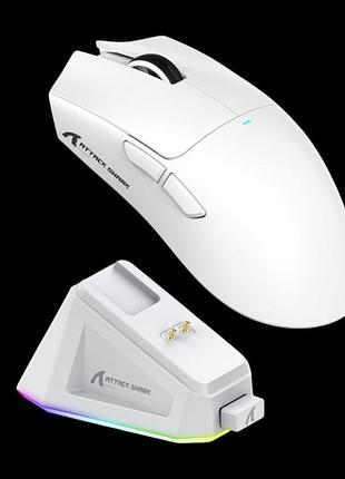 Мишка ігрова бездротова attack shark x11 22000 dpi paw3311 з зарядною станцією white