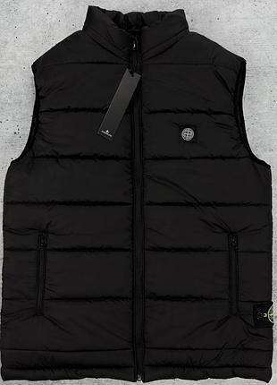 Жилет stone island чорний, безрукавка стон айленд демісезонна, жилетка стон айленд для чоловіків xxl