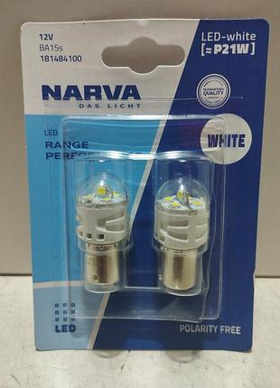 Narva лампа cветодиодная p21w 12v 2.2w ba15s led (белая)