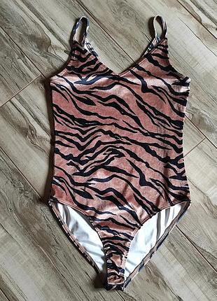Боди бархатистый тигровый / анималистичный принт river island, размер xs (uk 6 / eur 32)
