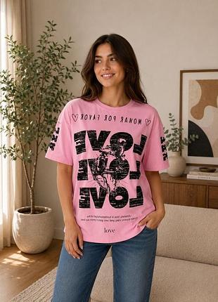 Базова футболка oversize з стильним накатом
