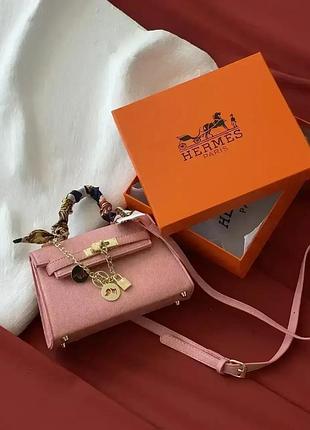 Шкіряна жіноча сумка hermes kelly з хустинкою стильна сумочка для дівчини гермес брендова класична для жінки