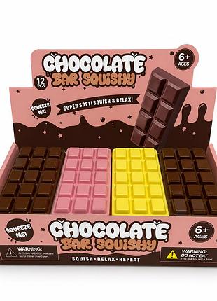 Сквіш-антистрес рожевий шоколад squishy chocolate, м'яка іграшка для стиснення, 16 см