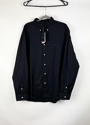 Чорна сорочка tommy hilfiger core flex poplin solid rf shirt нова оригінал великого розміру розмір 3xl / xxxl чоловіча з довгим рукавом бавовняна