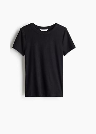 H&m женская футболка в рубчик black