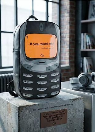 Городской рюкзак "nokia 3310 retro style" - черный с оранжевым