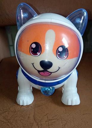 Интерактивная игрушка собака космонавт диско-шар музыка пускатель дыма собака двигается ходит 5