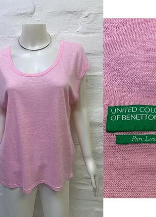United colors of benetton льняная футболка оригінал рожева льон l