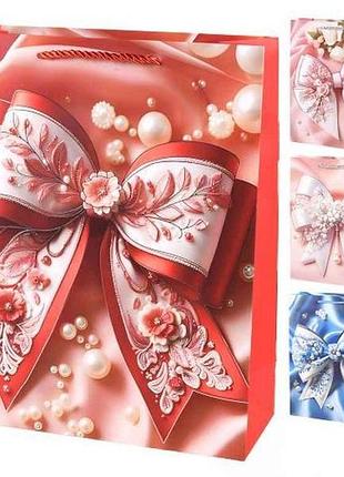 Пакет подарочный m bow 26*32*10см бумажный r34782 тм stenson