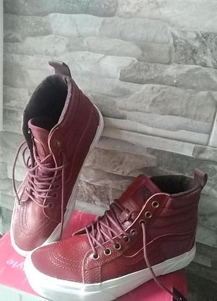 Кеди високі жіночі шкіряні утеплені vans