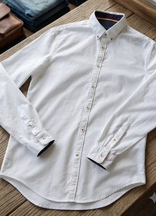 Біла чоловіча сорочка на довгий рукав від zara, р.42 l/xl