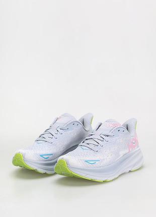 Hoka clifton 9 wide (широкие)  женские беговые-спортивные кроссовки на массивной подошве